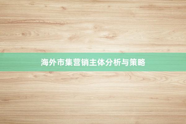 海外市集营销主体分析与策略